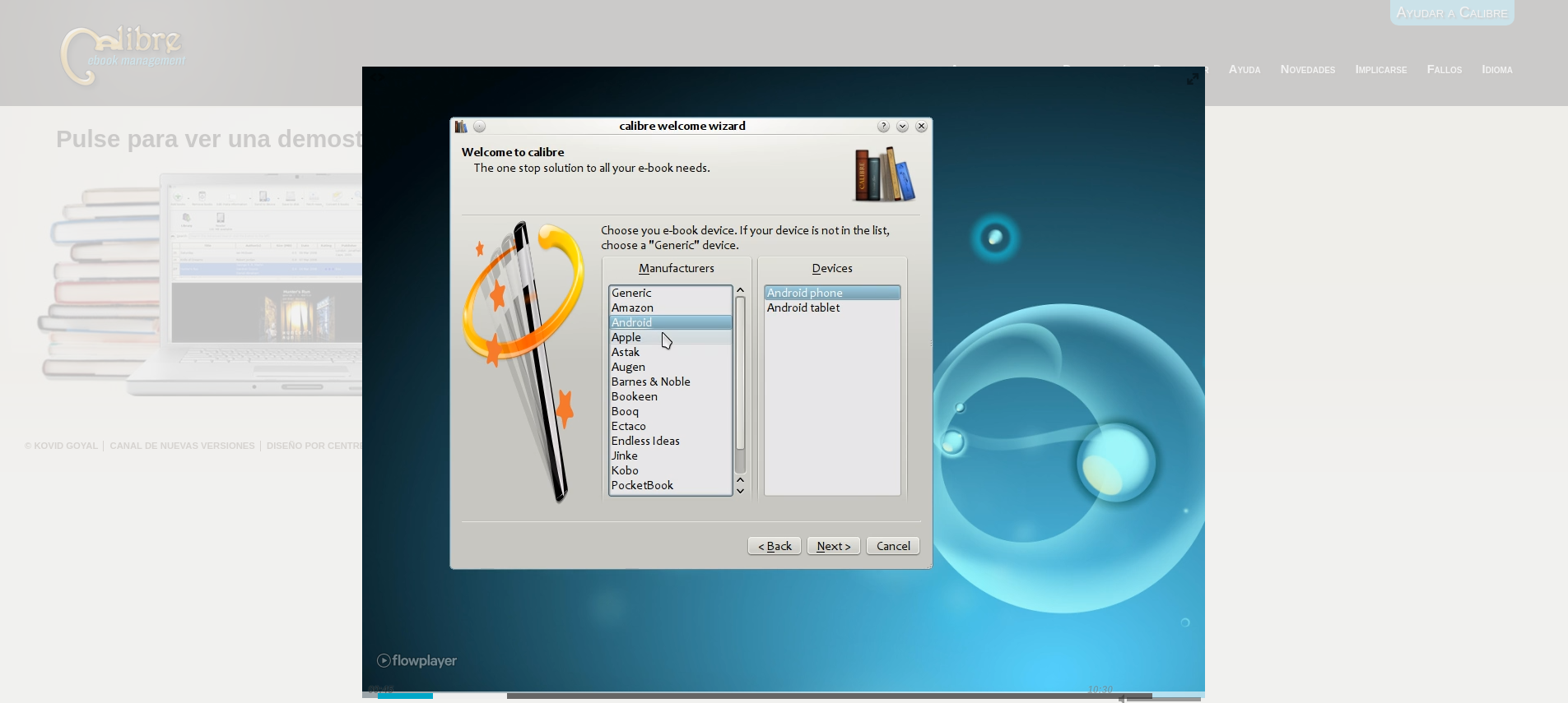 Video manual Calibre Video manual Calibre